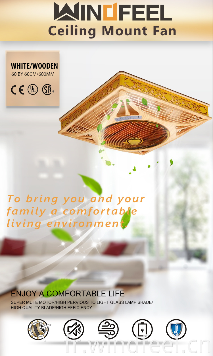Ventilateur de luxe à montage au plafond brun avec lumière 220V/50Hz